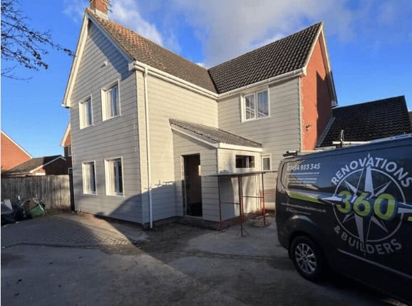 Newly renovated residential house with exterior updates by 360 Renovations and Builders.